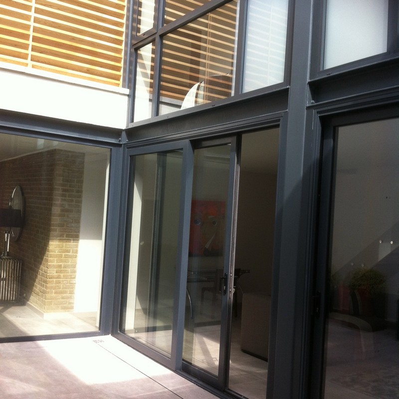 Anthracite aluminium sliding patio doors fitted in Sydenham