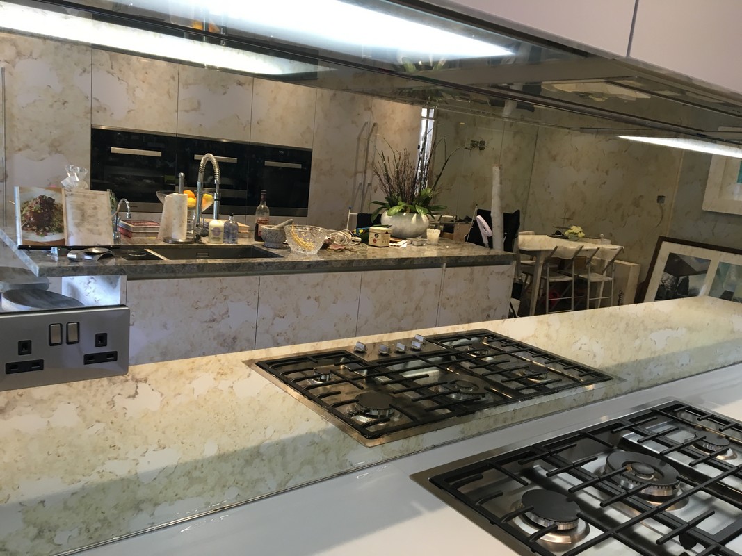 Mirror glass splashback in Sydenham luxury kitchen